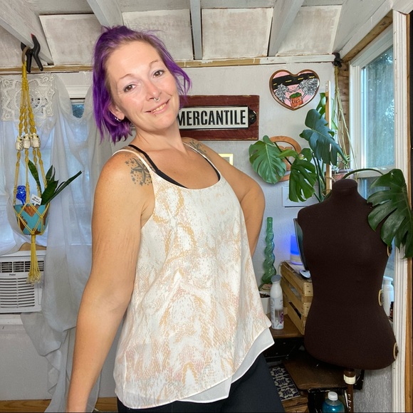 Rachel Zoe Tops - Rachel Zoe Neutral Snake Python Print Strappy Flowy Tank Top Size Medium